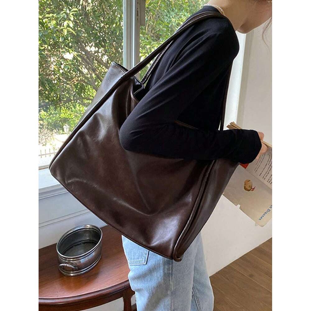 LITTLETON 2024 new soft leather large capacity tote with a niche design handheld use single shoulder underarm bag