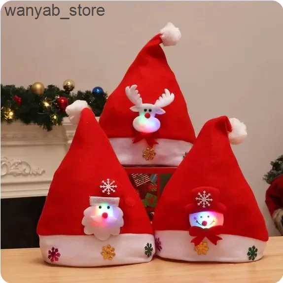 Wide Brim Hats Bucket Hats 5/1PCS Thickened Plush Christmas Hat for Adults Kids Soft Velvet Santa Claus Caps Hats Xmas New Year Festival Party Decor G