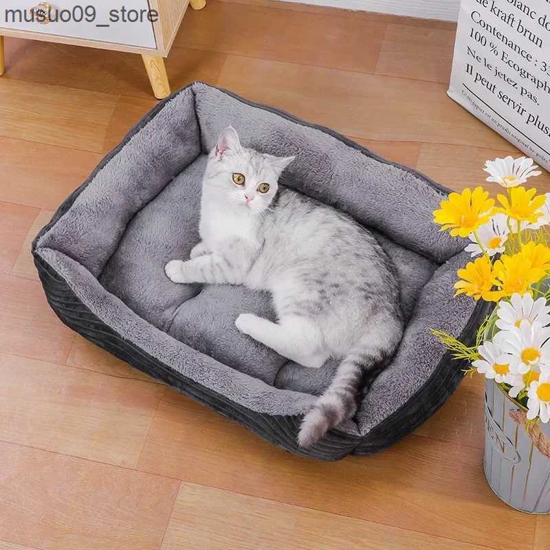 kennels pens Dog bed cat pet square plush dog house small and medium-sized dog sofa pet bed pet bed pet bed L240910