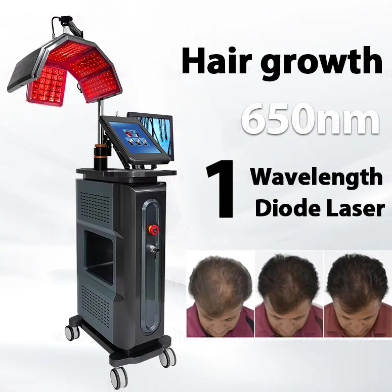 Top Notched 5 in 1 Hair Growth Anti-hair Loss Treatment 650nm Diode Laser LLLT Hair Regrowth Machine Scalp Analysis Nourishing Massage Machine