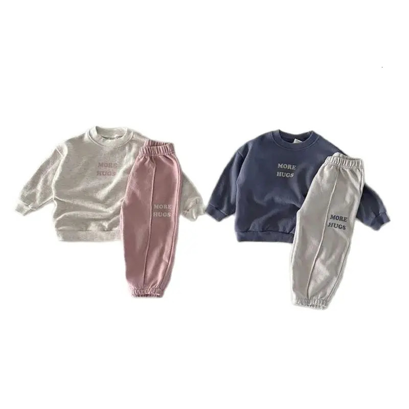 Autumn 2PCS Girls Boys Sports Suit Long Sleeve Kids Letter Print Hoodie and Pants Set Children ClothesTOddler Outfits 1-6Y 241106