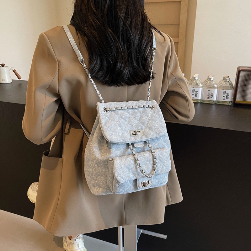 Student Class Fragrant Style For Bags Handbags Women New Trendy Fashion Ling Grid Chain Small Backpack Designer