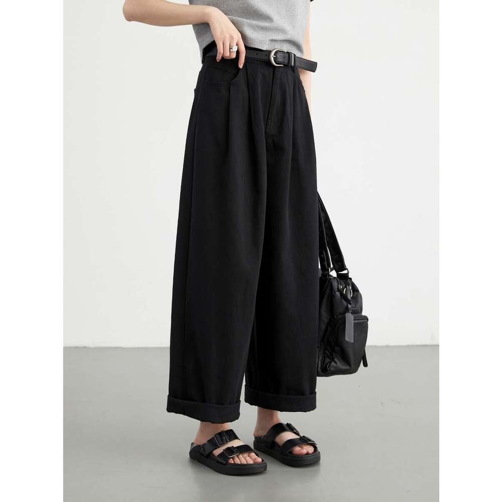 CHIC VEN Women Denim Pants Loose Casual High Waist Draping Or Dragging Jeans Wide Leg Pant Female Trousers Summer 2024