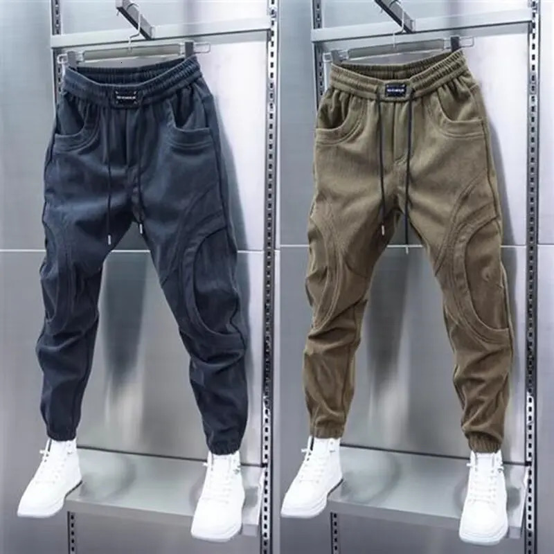 Corduroy Sweatpants Men Trendy Casual Mens Pants Fashion Korean Version Versatile Harem y2k pants 241104