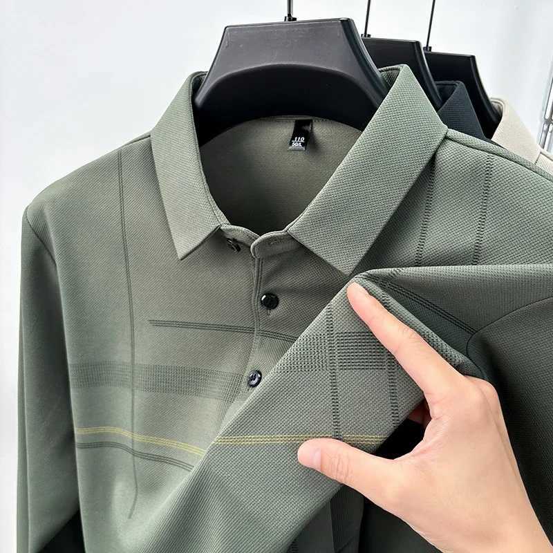 New mens business casual long Sved printed shirt fashionable breathable and comfortable Versatile Top for All Seasons W241106