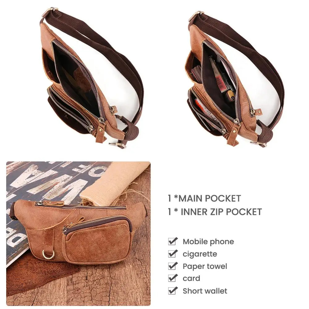 Leather waist bag mens belt bag womens belt bag casual waist bag mobile bag travel bag cross shaped baby shoulder bag241106bj