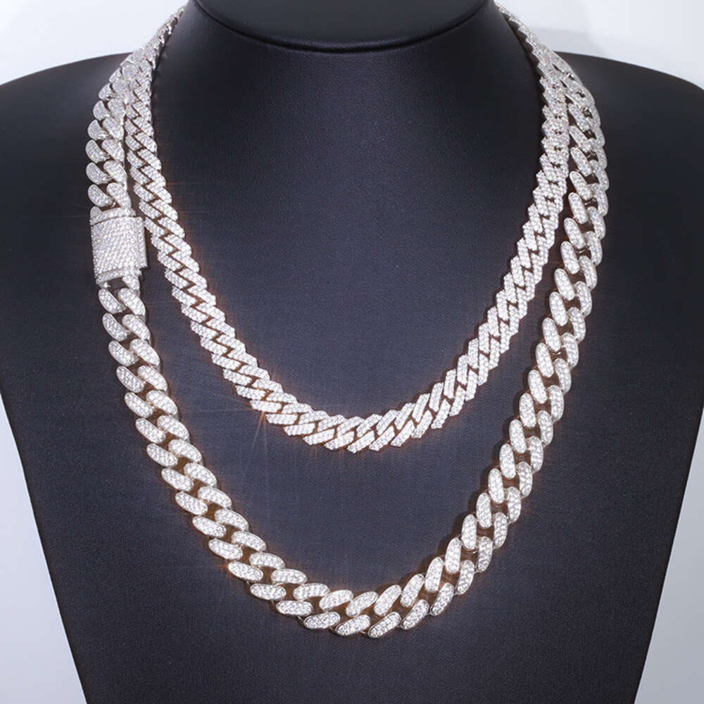 Yu Ying Hiphop Jewelry Cuban Chain 2rows 12/19mm Wide S Vvs Bg Moissanite k Free shipping