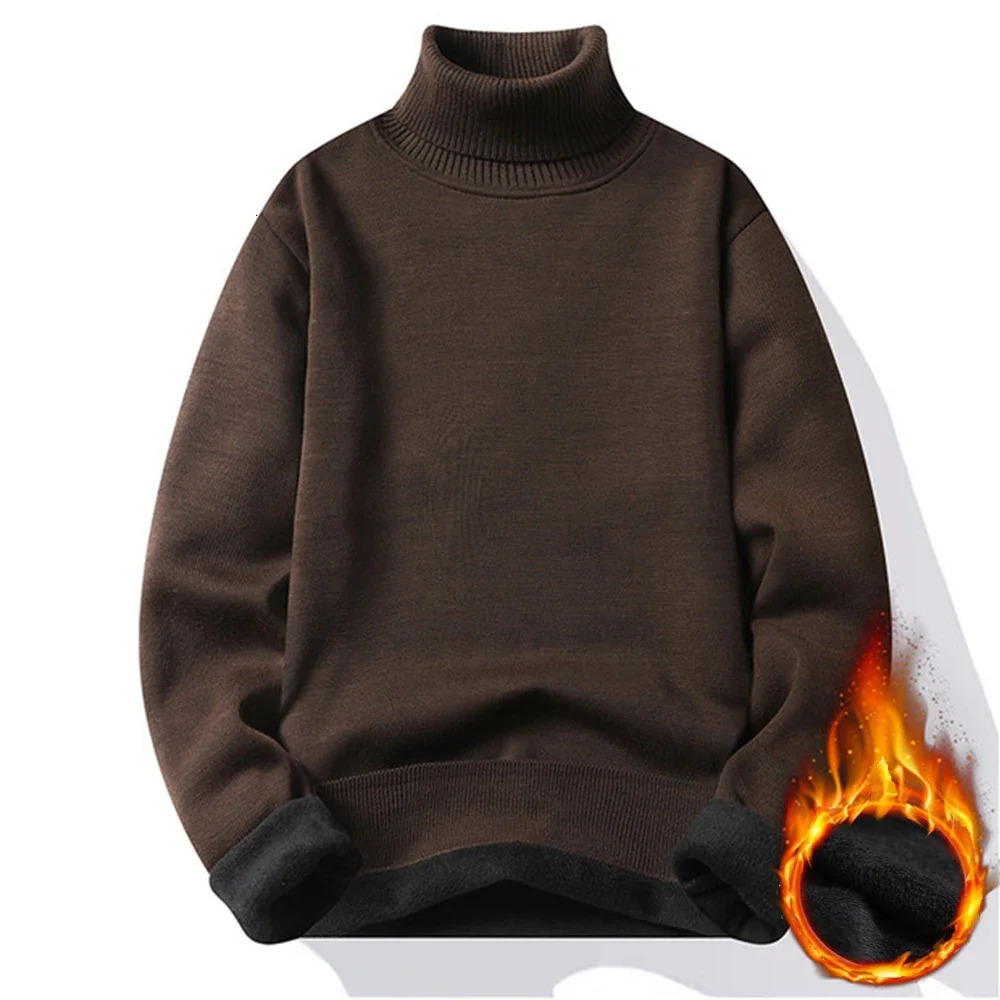 Autumn Winter Mens Turtleneck Sweater Mens Knitting Pullovers Rollneck Knitted Sweater Warm Men Jumper Slim Fit Casual Sweater 241106