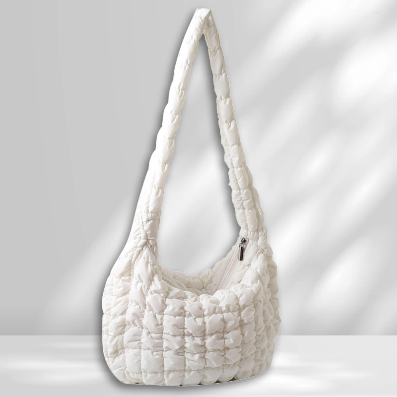 Totes Lattice Pattern Messenger Bag Large Capacity Cotton Padded Casual Fashion Simple Nylon Quilted Elegant For Weekend Vacation zhanyishengli