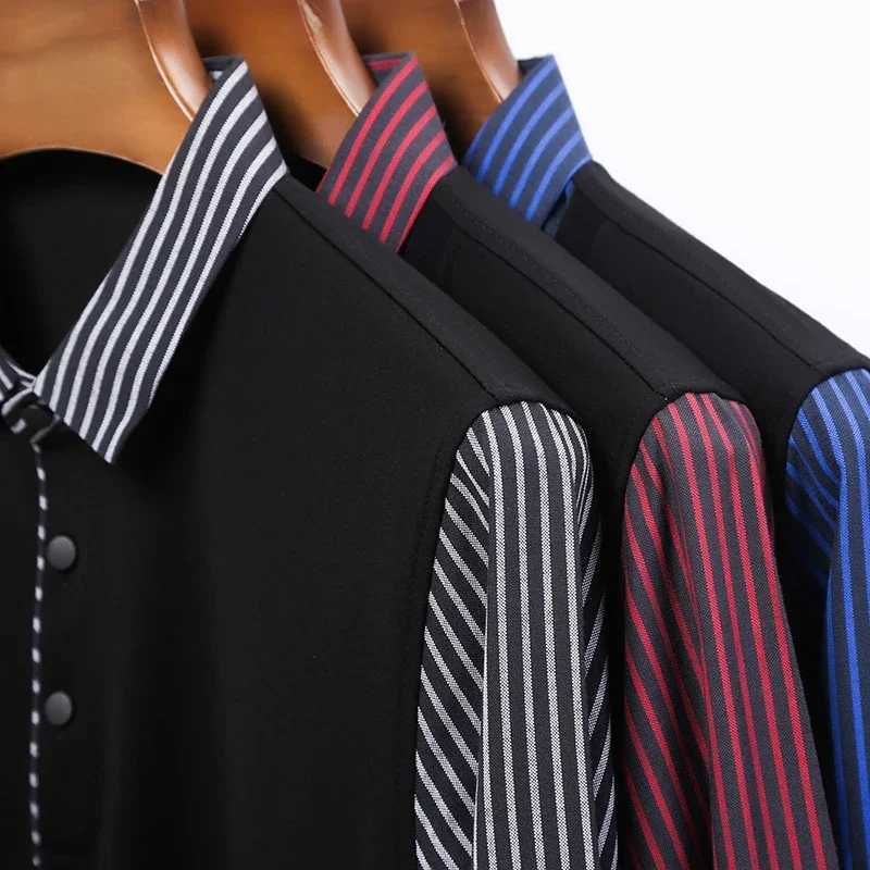 New mens casual and fashionable long Sved shirt compared to printed wrinkle resistant tops W241106