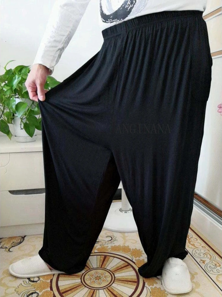 Large mens pants 15xl 240kg plus size 10xl 11xl 12xl summer high waist loose black blue stretch big sweatpants 56 58 60 62 241104
