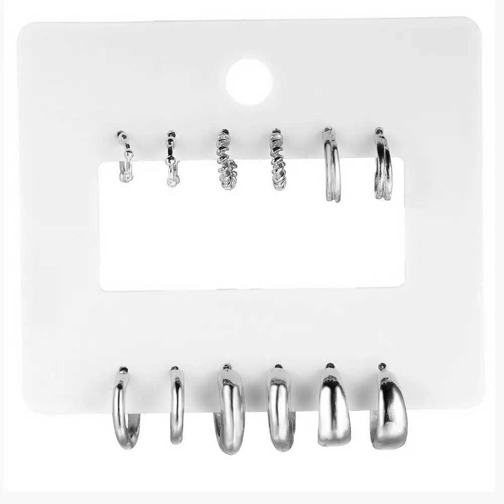 Golden retro round hoop earrings suitable for girls simple and fashionable Geely drip earring set new trend jewelry party gift X241106