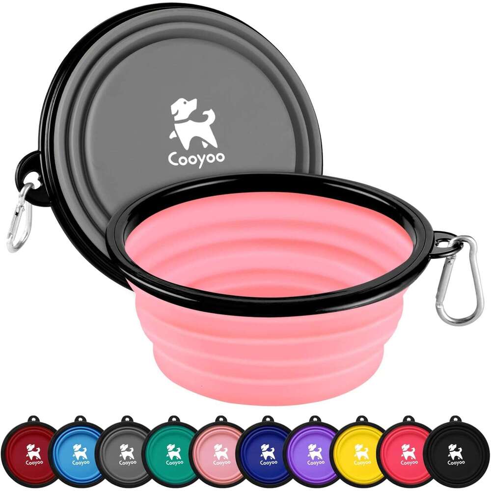 COOYOO Bowl,2 Pack Collapsible Dog Water Bowls Cats Dogs,Portable Pet Feeding Watering Dish for Walking Parking Traveg with 2 Carabiners