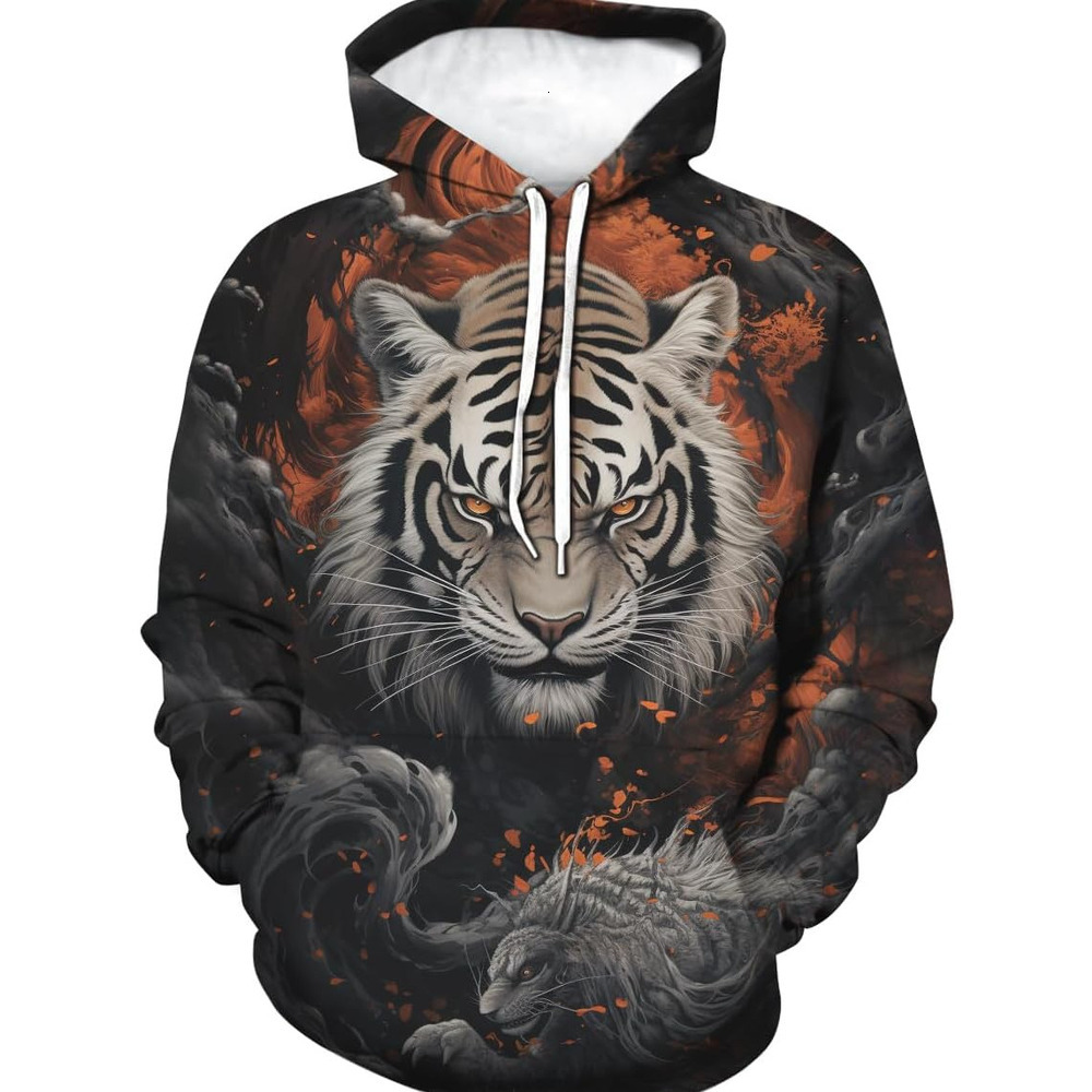 Hoodie for Mens Womens Mens Novelty Tiger Graphic Hoodies 3D Print Animal Fashion Sweatshirt With Pocket Graphic Hoodies sweatshirt Handsome Tiger