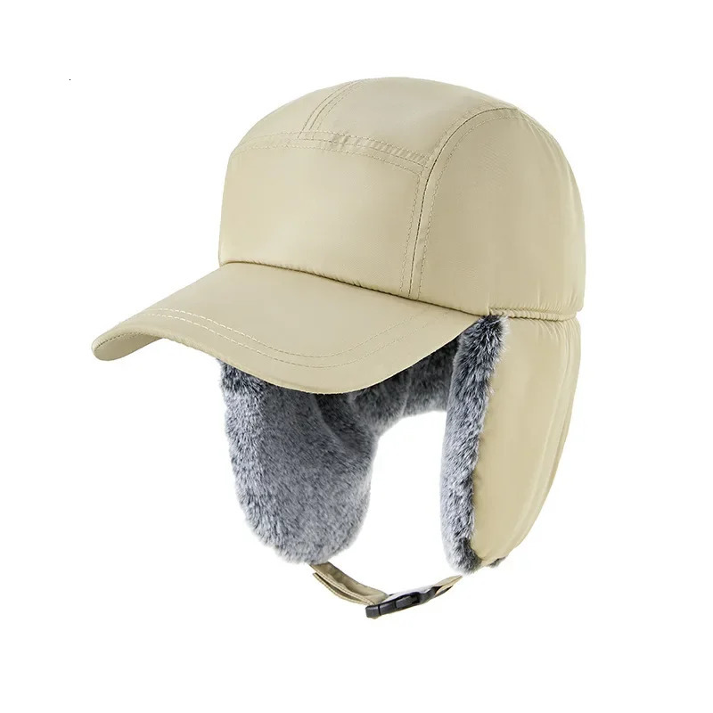 Mens Winter Hunter Pilot Cavalry Ear Hoods Warm Russian Waterproof Ski Hat Bomber Hat Warm Ear Hoods Large Baseball Hat 241106