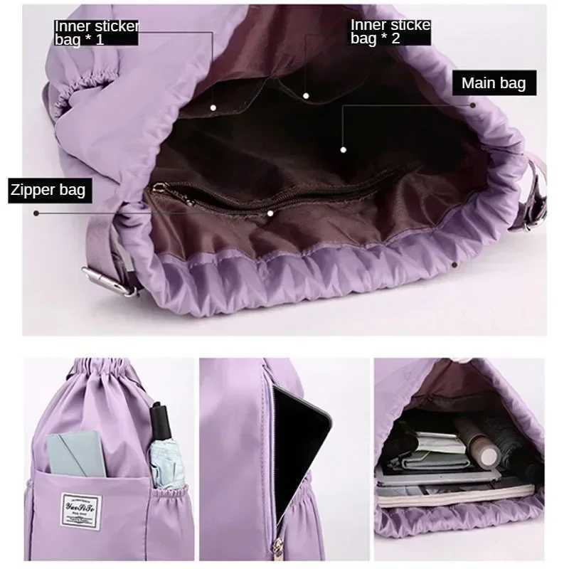 Sports Gym Drawstring Bag Waterproof Outdoor pack Lightweight Oxford Cloth Shoulders Bag Sackpack Yoga Bag For Women MenXJ241106