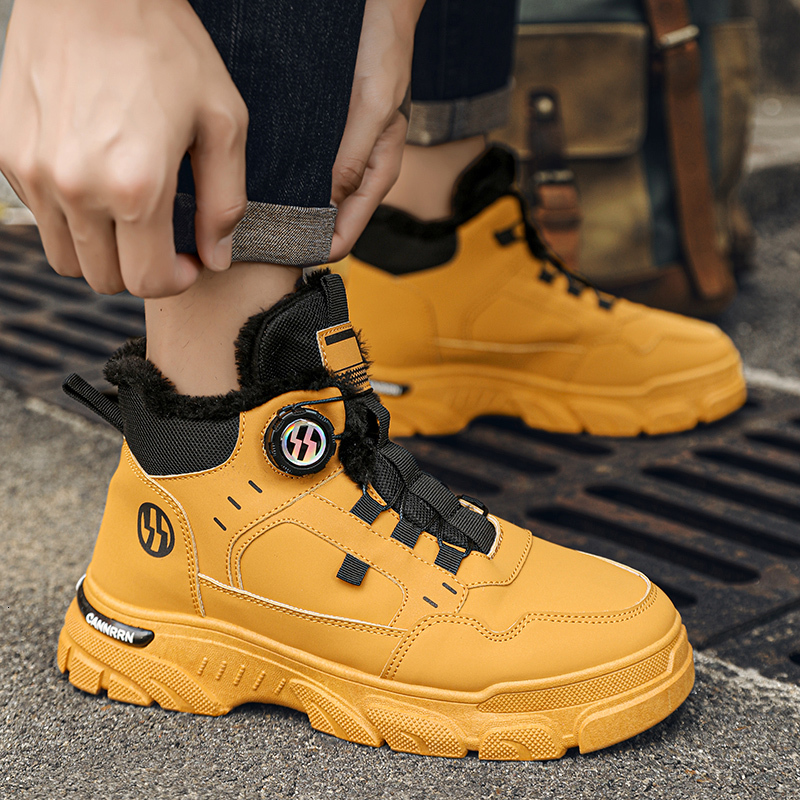 2025 New Men's High Top Platform Winter Outdoor Designer Shoes, Cold Resistant And Warm Cotton Fashionable Rotating Buckle Men's Multifuncti