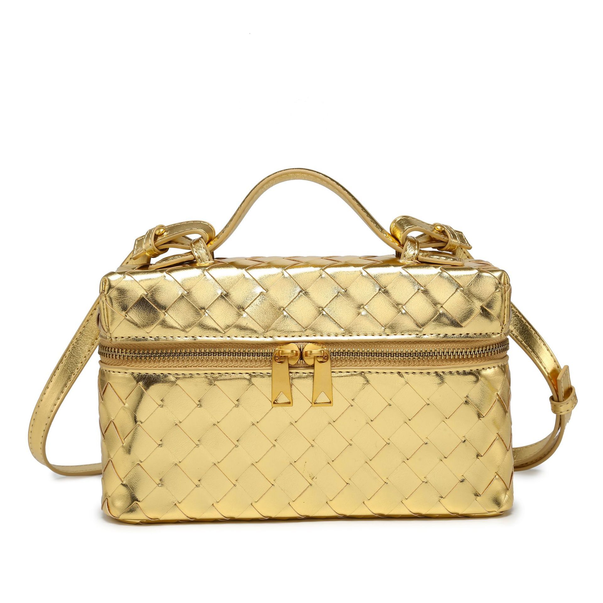 Designer crossbody woven Vanity makeup casual simple lunch box bag retro fashion handbag for women