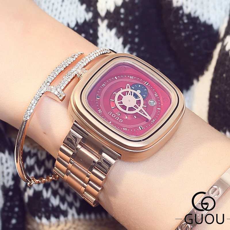 Hk luxury brand fashionable high-quality steel strap waterproof watch personality cndar couple mens text gift watch X241106