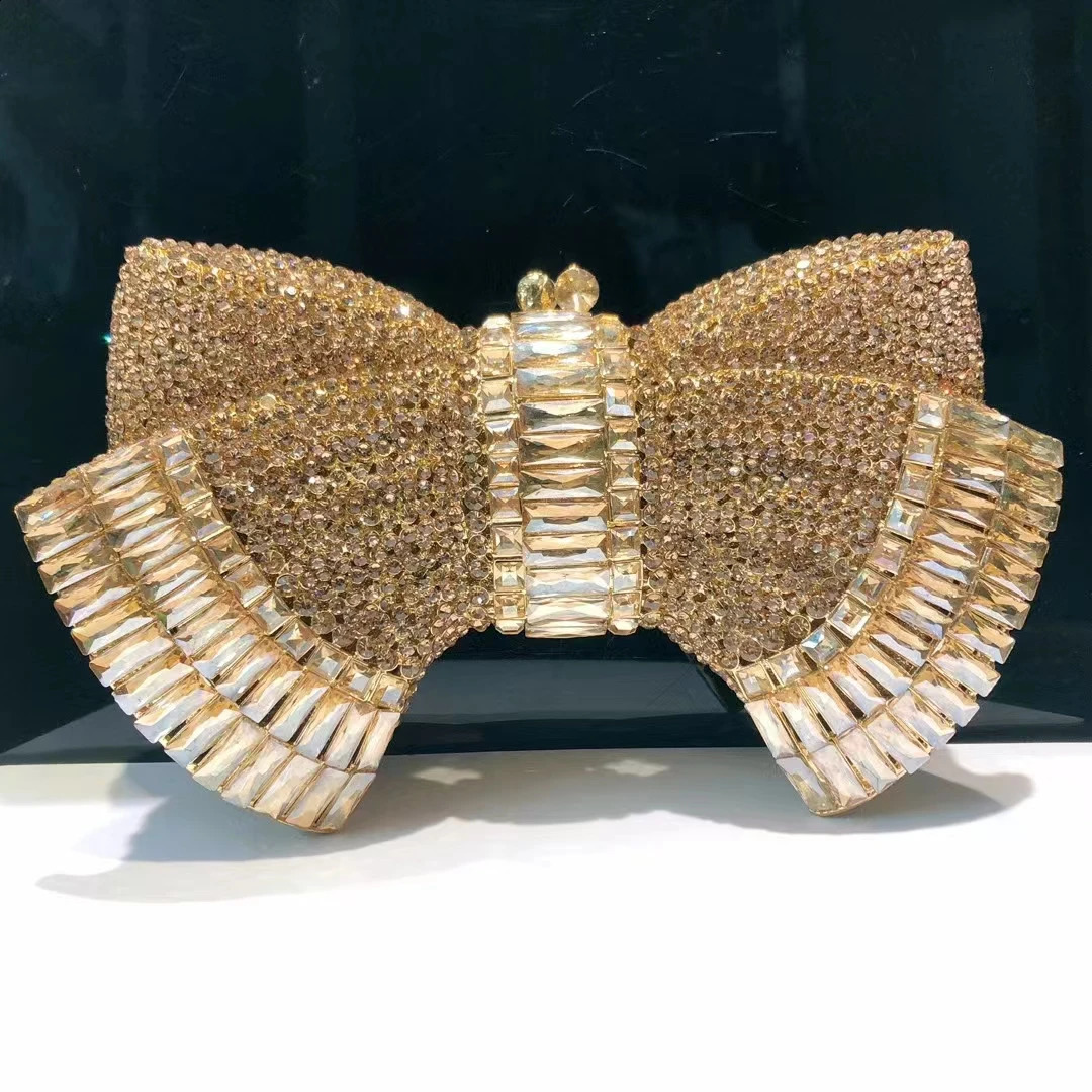 Womens Green/Silver/Purple/Pink/Blue Stone Bow Evening Bag Shining Womens Rhinestone Handbag Wedding Party Handbag Wallet 241031