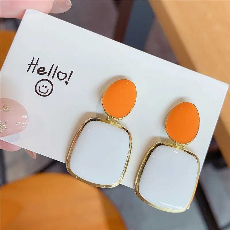 Personality Exaggeration Guitar Stud Earrings Wen White/Green/Purple Patchwork Comparison Earrings Square Round Party Jewelry X241106