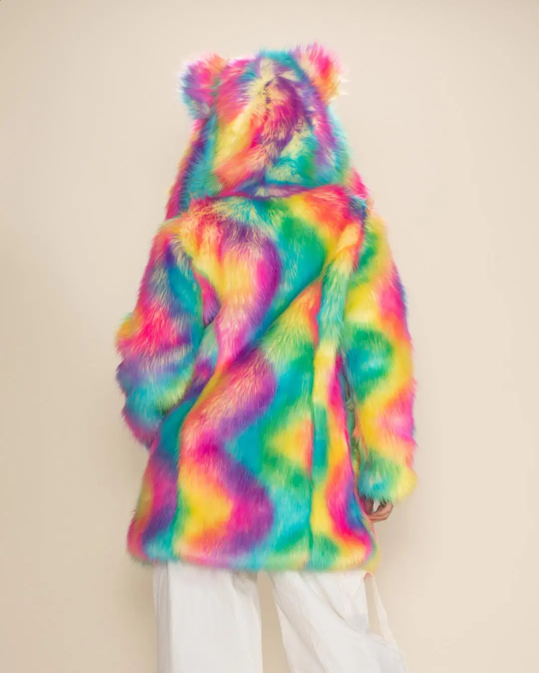 Colorful Personalized Faux Fur Coat Womens Fall And Winter Hooded Thick High Quality