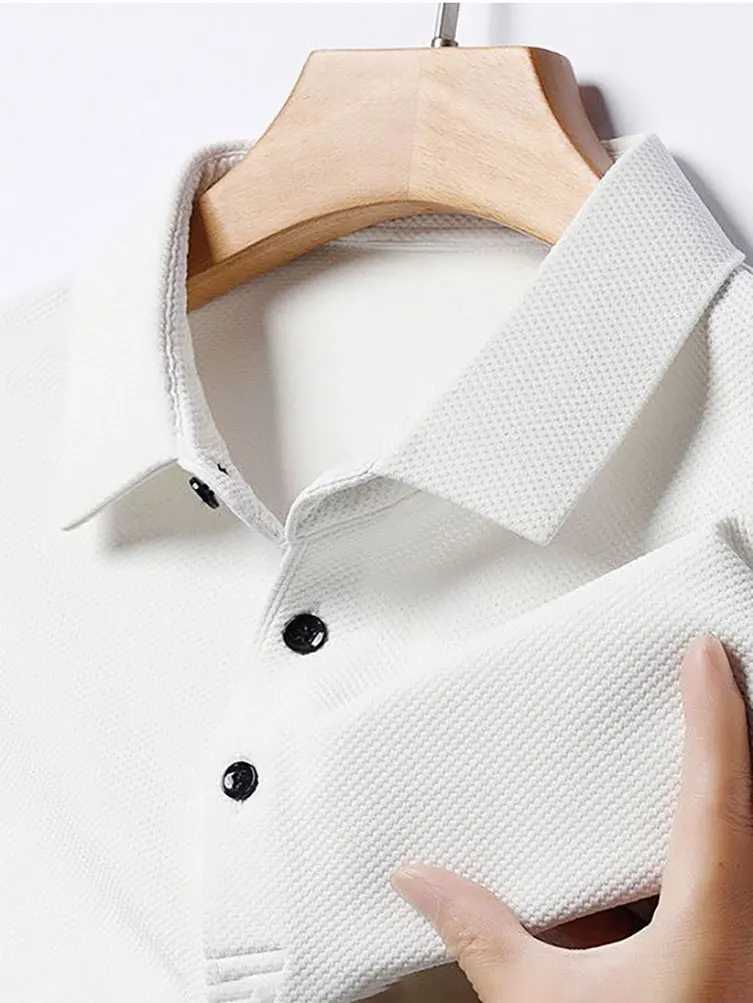 100% pure cotton mens long Sve T-shirt dad collar loose casual T-shirt work clothes for spring and summer 2023 new item W241106