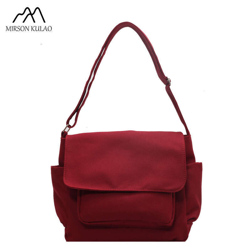 Ins Korean Style Simple Solid Color Japanese Crossbody Single Shoulder Canvas Male And Female Students Campus Messenger Bag