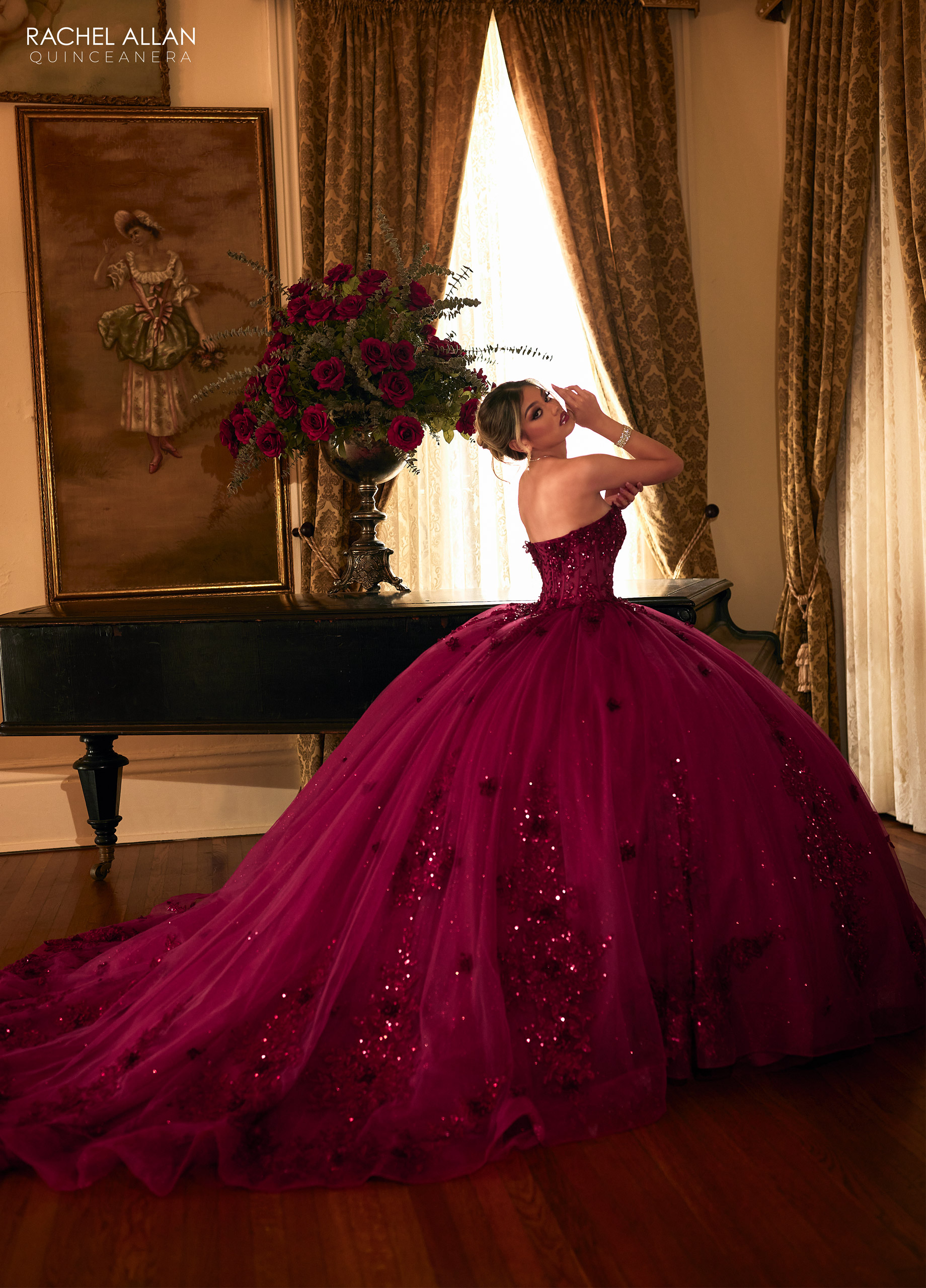 Bury Ball Gown Beaded Quinceanera Dresses Sequined Prom Gowns 3D Appliqued Sweetheart Necke Sixteen Sweet 15 Corset Masquerade Dress