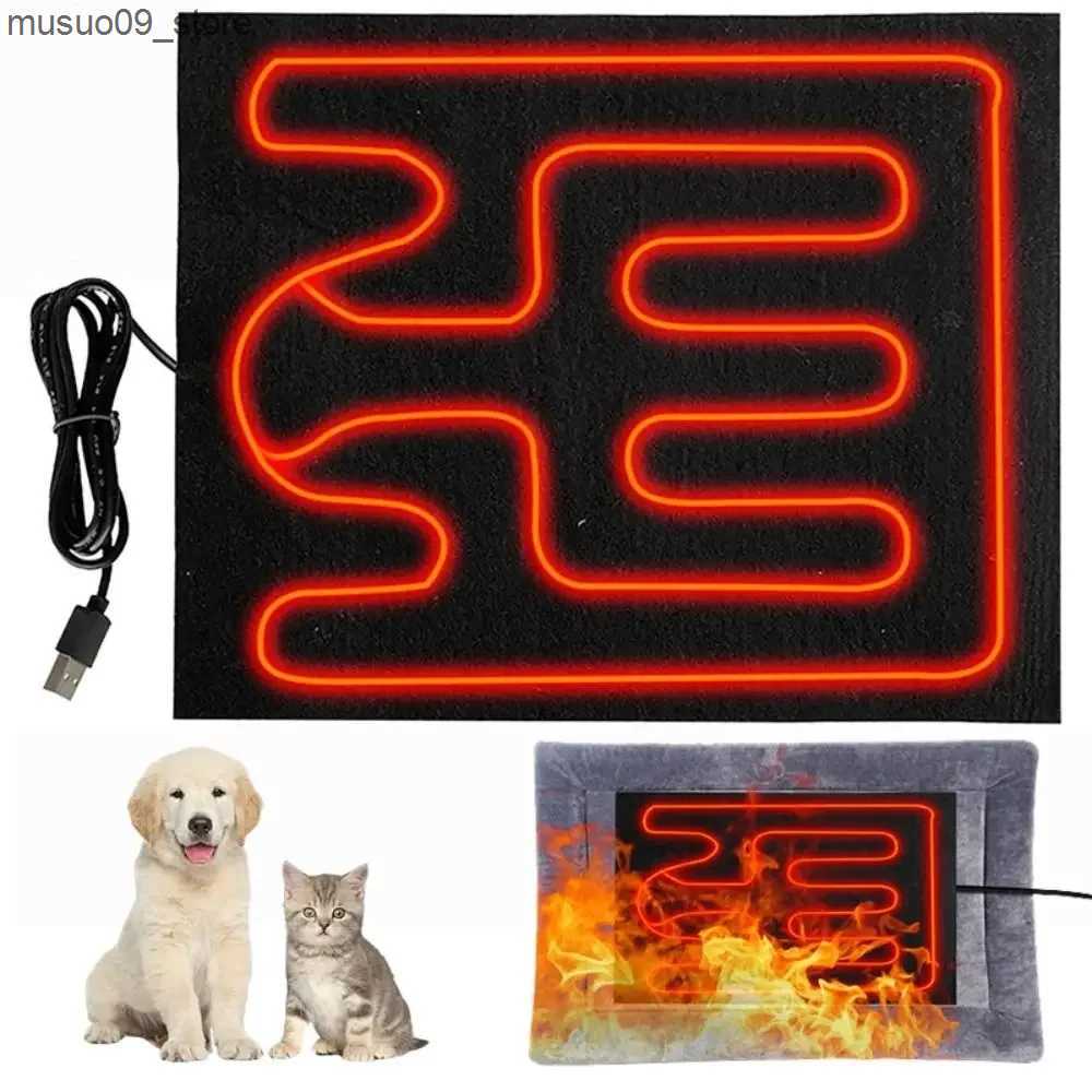 kennels pens Pet dog heating pad warm USB folding heating plate waterproof car seat pad pet reptile warm outdoor in winter L240910