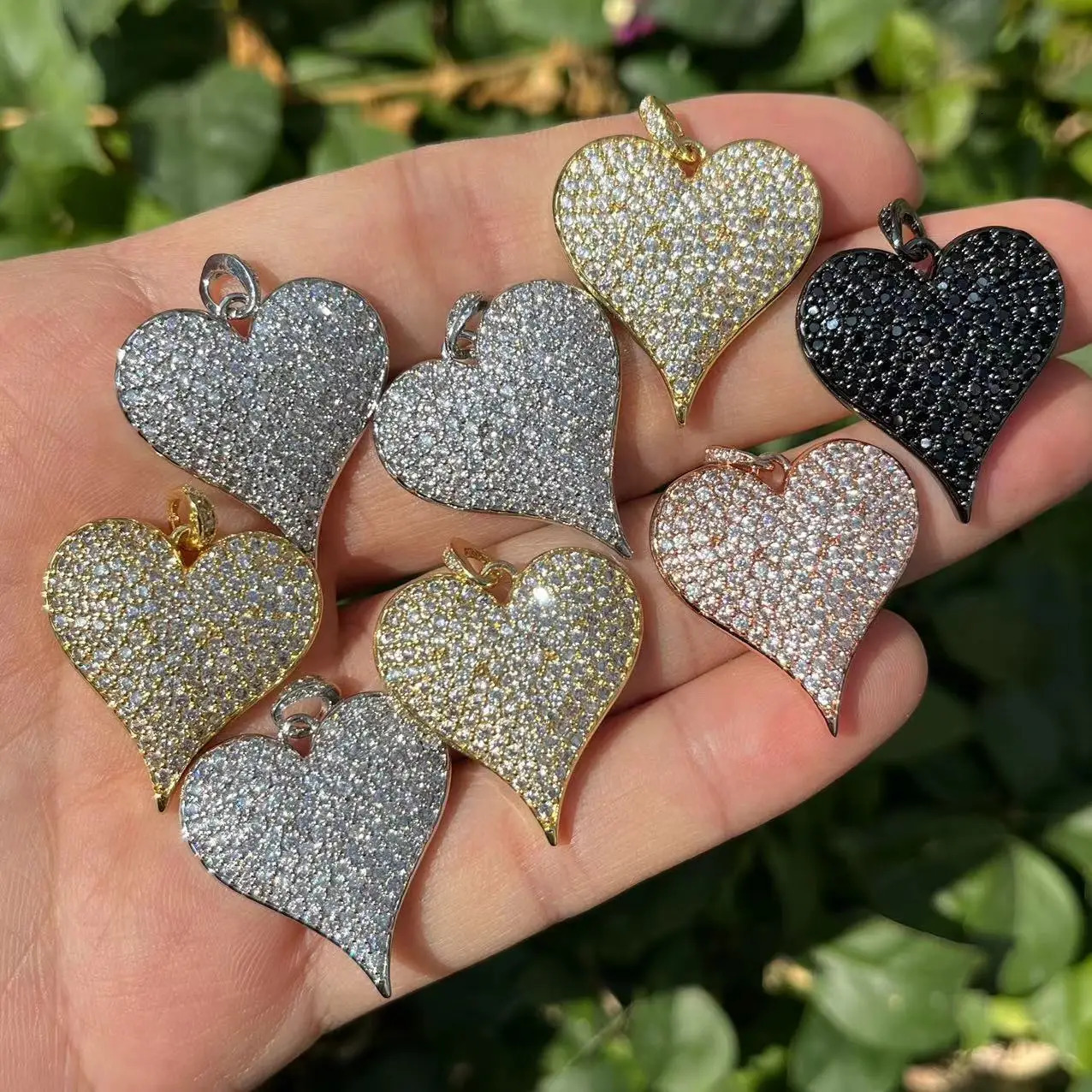 5 pieces/batch of classic heart-shaped pendant zirconia pendant 25x26mm for handmade custom bracelet jewelry accessories 241106