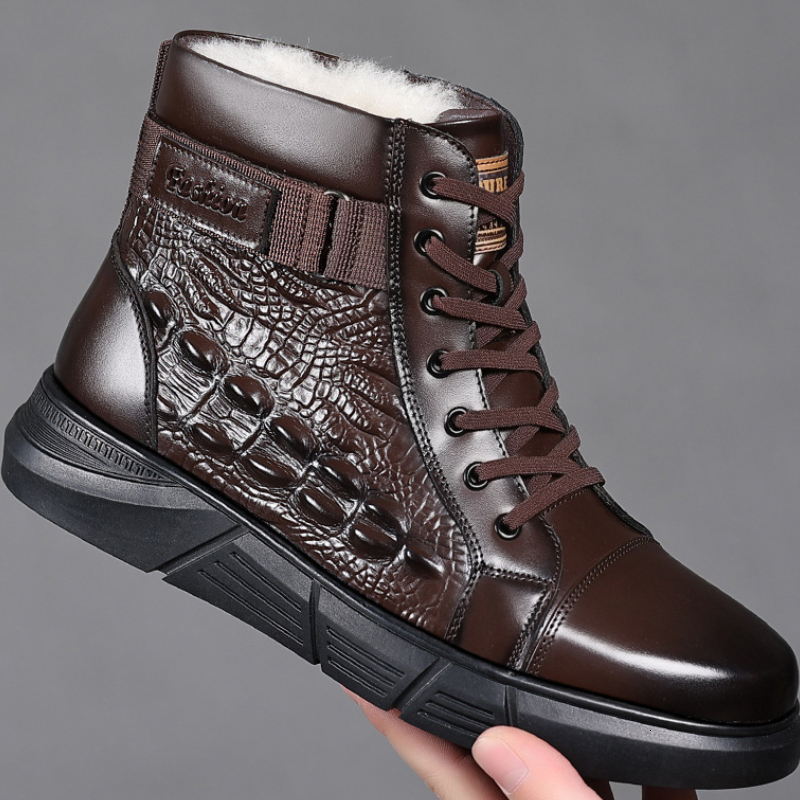 2025 Winter Men's New Course Fashion High Top Lace British Designer Warm Plush Flat Short Boots Men's Cotton Shoes Atillas Hombre