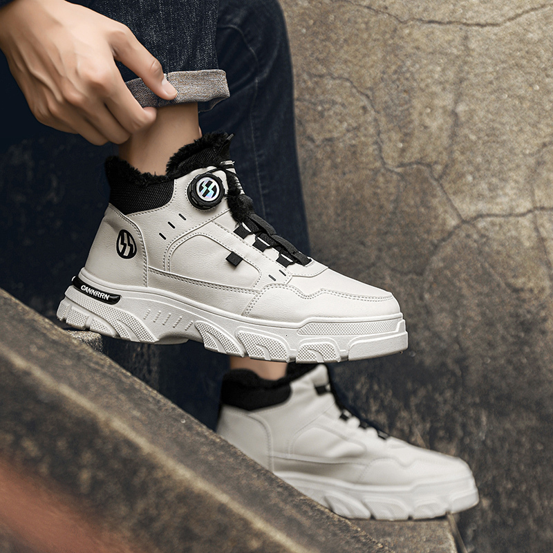 2025 New Men's High Top Platform Winter Outdoor Designer Shoes, Cold Resistant And Warm Cotton Fashionable Rotating Buckle Men's Multifuncti