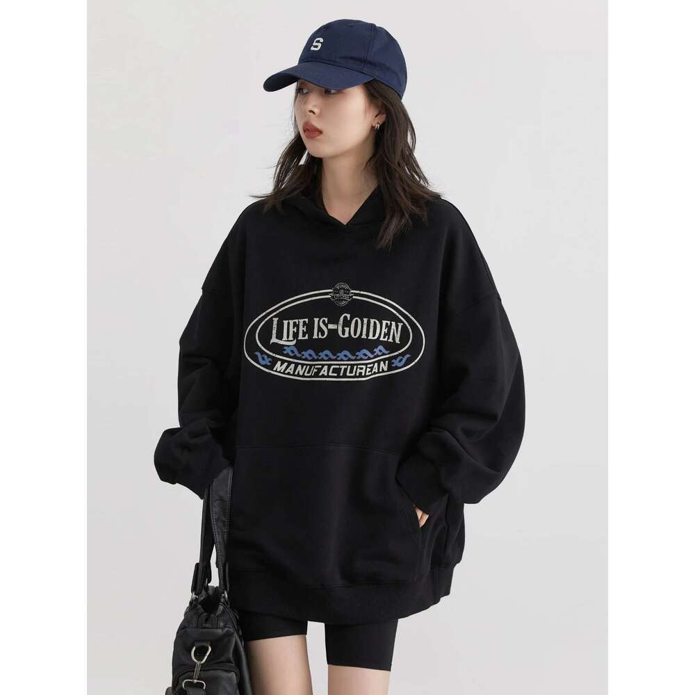 CHIC VEN Women Sweatshirts Streetwear Retro Letter Printed Hooded Sport Coat Hoodies Loose Cotton Female Top Spring Autumn 2024