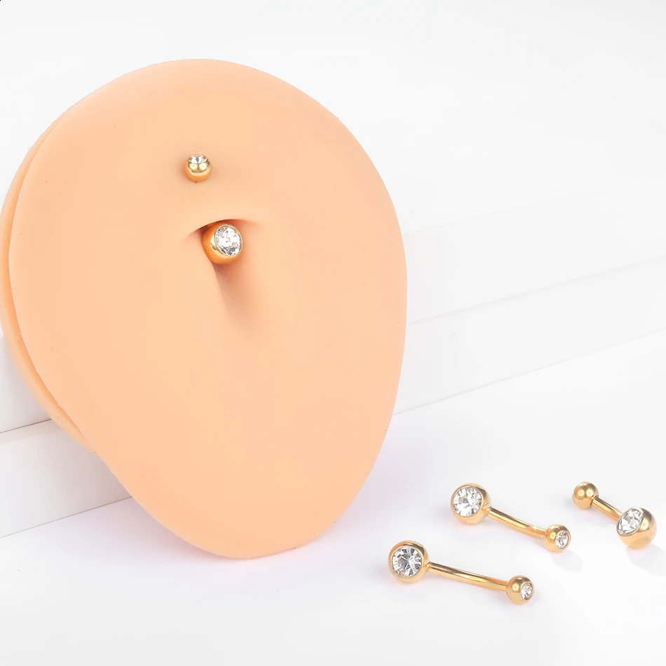 1Pc G23 Belly Button Rings 14G Crystal Navel Barbell Sexy Piercing Jewelry for Women Ring 241105