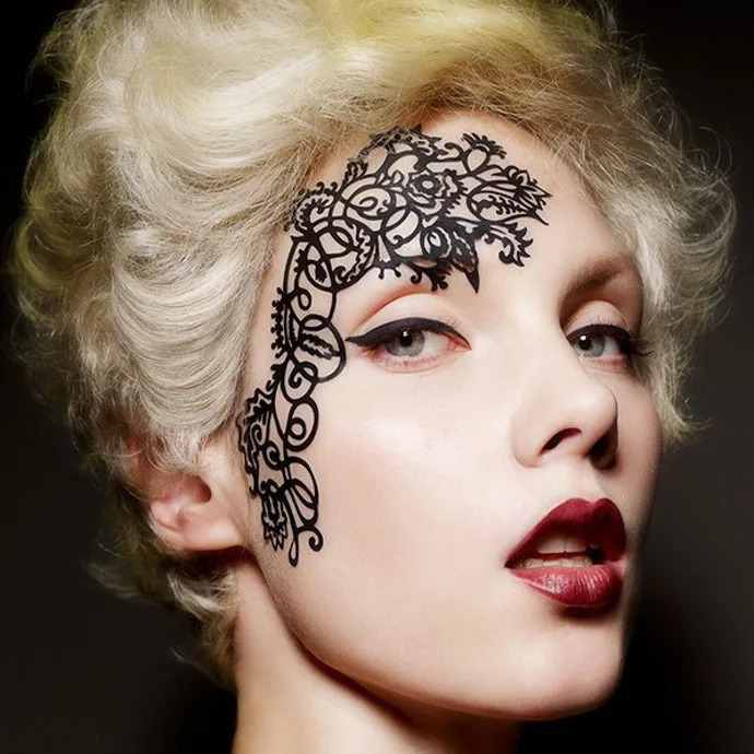 Beautiful Pattern Stickers Flower Lace Eye Makeup Halloween Makeup Party Fashion Sexy Tool Reusable 241105