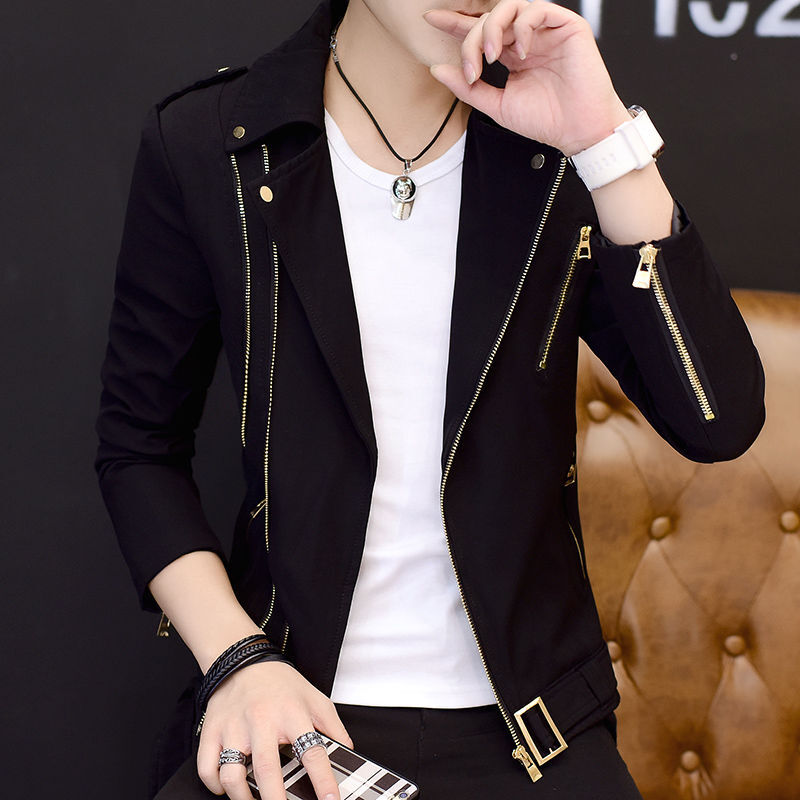 Spring And Autumn New Jacket Men's Sports Trend Youth Lapel Handsome Slim Trendy Outerwear
