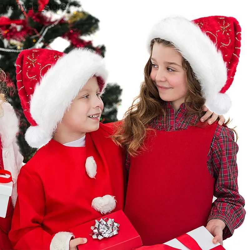 Wide Brim Hats Bucket Hats New High-end Plush Beaded Christmas Hat Christmas Decoration Gold Party Dress Embroidered Christmas Hat Decoration Santa Ha