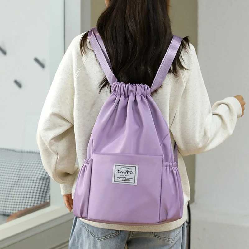 Sports Gym Drawstring Bag Waterproof Outdoor pack Lightweight Oxford Cloth Shoulders Bag Sackpack Yoga Bag For Women MenXJ241106
