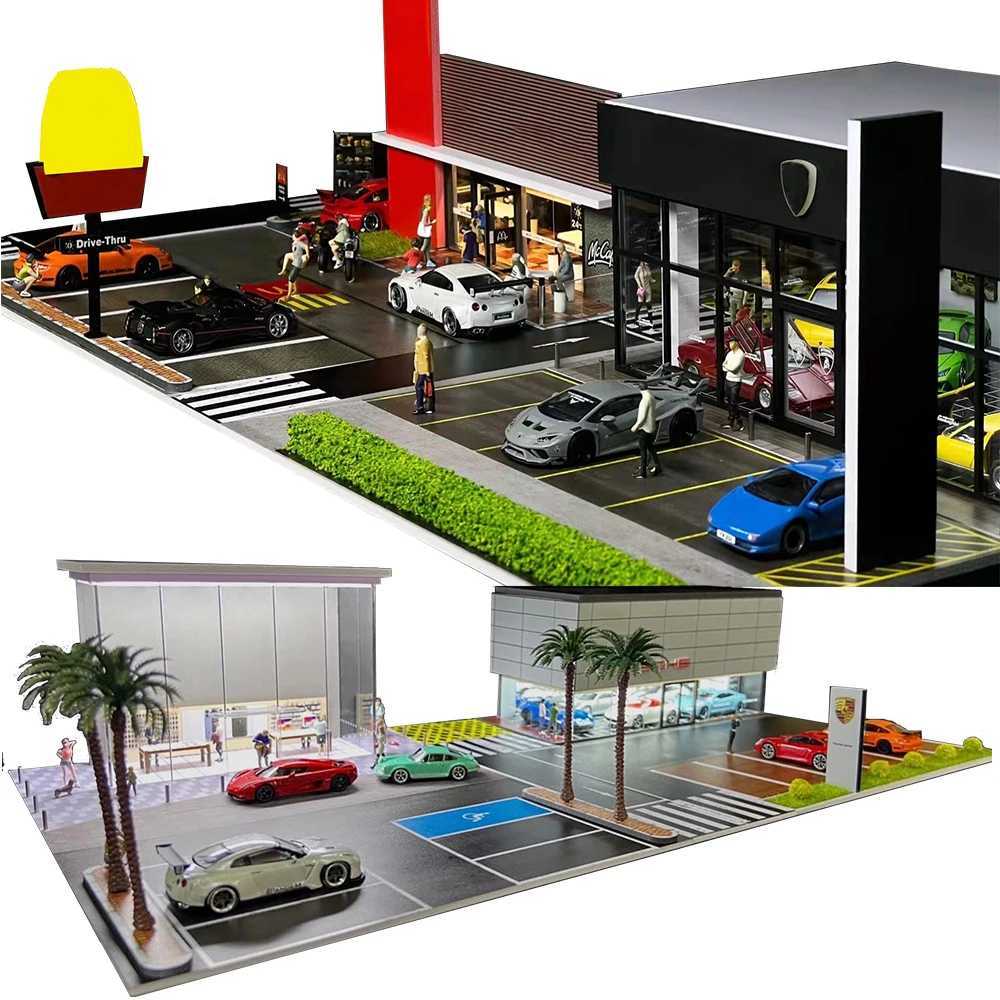 Architecture/DIY House GFans NEW Model 1 64 Scale Diorama Car Garage Model With LED Lights Parking Lots City DIY Model Sets Collection Display Gifts R