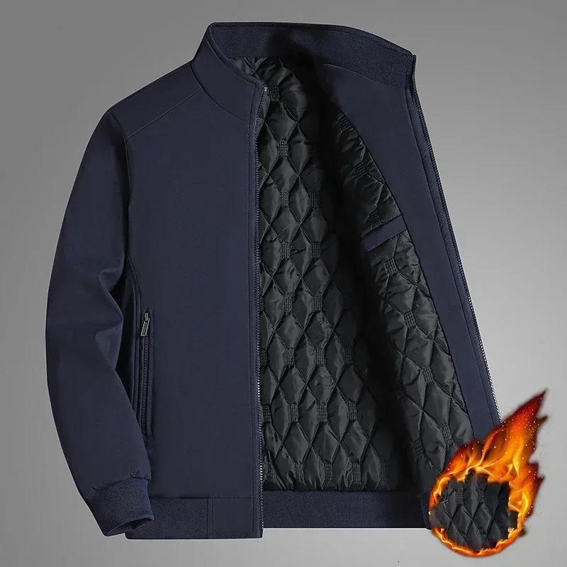 BROWON Plus Size 8xl Jacket for Men 2024 Thick Stand Collar Solid Winter Jacket Men Waterproof Warm Business Casual Men Coats 241106