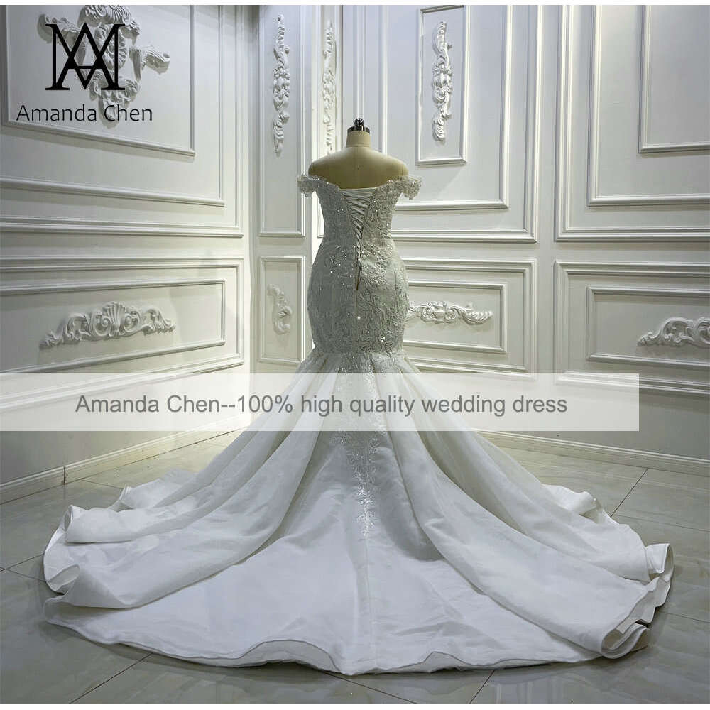 Off Shoulder Beaded Mermaid Wedding Dress