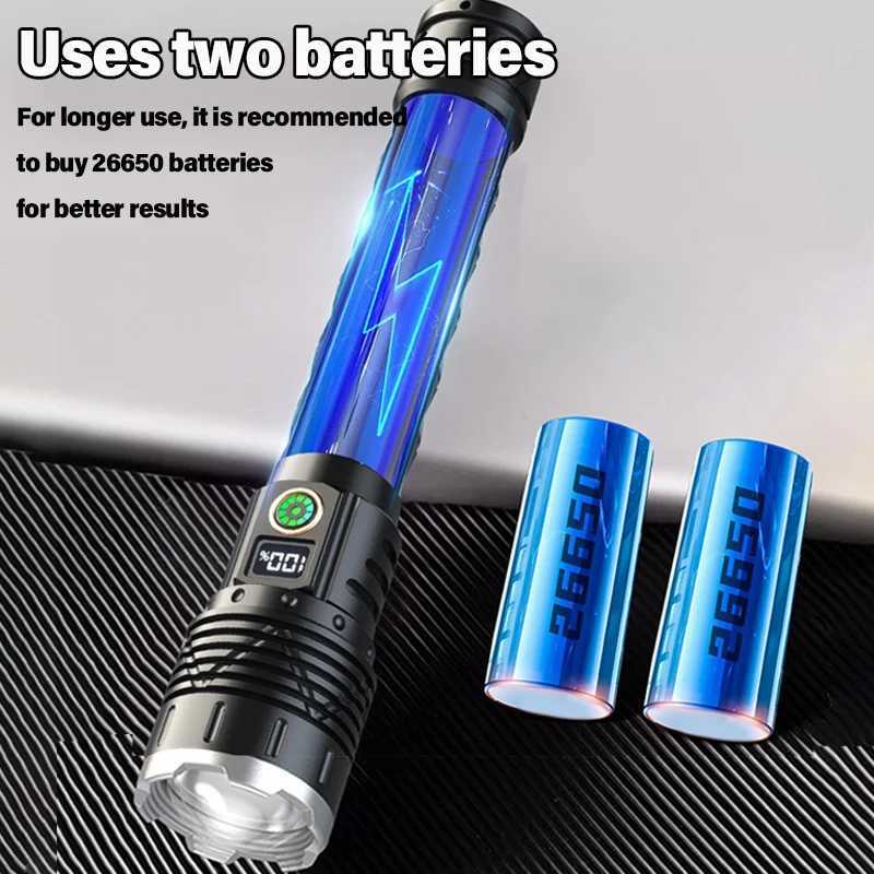 900W High Power LED Flashlights Super Bright Rechargeable Flashlight 4000M Ultra Powerful Tactical Torch Outdoor Camping LanternXJ241106
