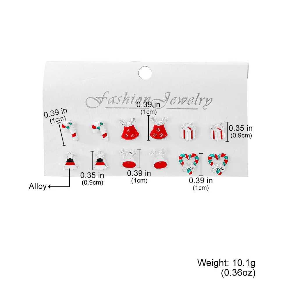 FTCY 6-piece Christmas earring set reindeer Christmas tree snowman moon decoration ring earrings perforated earrings jewelry gifts X241106