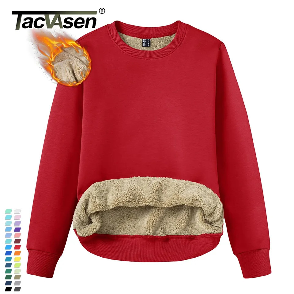 Tacasen Winter Sherpa Lined Sweatshirt Womens Thick Wool Sweatshirt Family Party Casual Hoodie 241106
