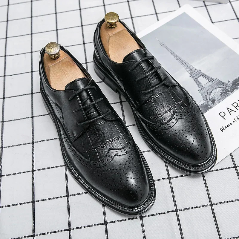 Gentleman Business Formal Leather Shoes Mens Fashion Dress Classic Italian Formal Office Oxford Shoes For Men Derby Shoes 241106