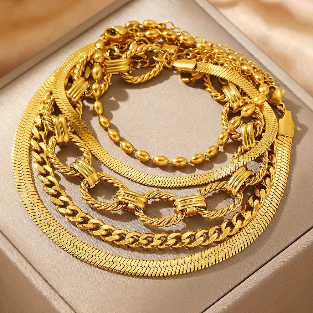 Stainless steel bracelet fashionable and gorgeous 5-piece bracelet set used for personal gift creativity in warm jewelry X241106