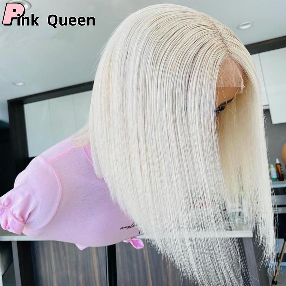 13*2.5 Lace front wig straight white hair synthetic lace Natural hairline crochet hairpiece cosplay girl wigs bobo synthetic lace wig handimplantes ha