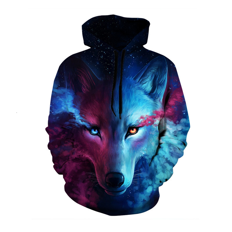 Designer's new 3D digital printed wolf series casual fashion trend couple hooded men's hooded sweatshirt fashion hoodie