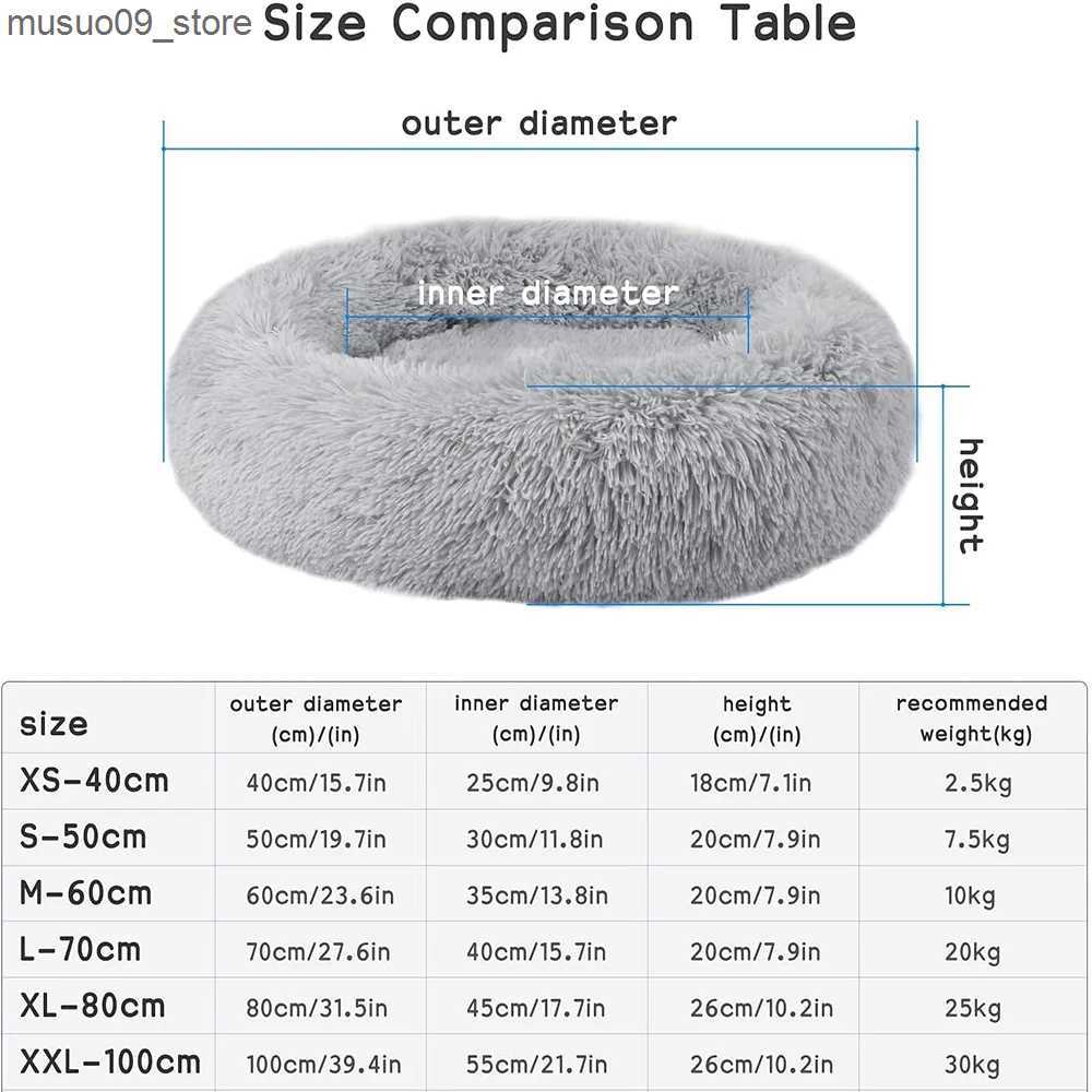 kennels pens Circular detachable pet bed plush large dog bed warm and fluffy dog cushion in winter cat bed super soft sleeping small dog nest L240910